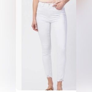 Judy Blue white skinny raw edge ankle jeans 18 W